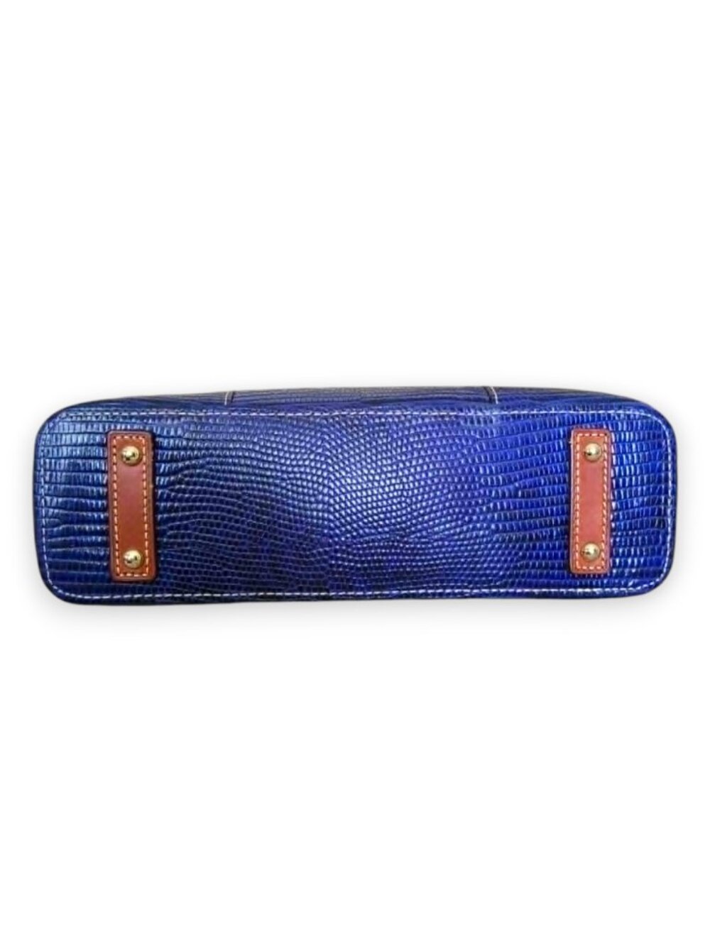 Dooney & Bourke Lizard Embossed Small Lexington Tote Blue Leather Shoulder Bag - Picture 4 of 15